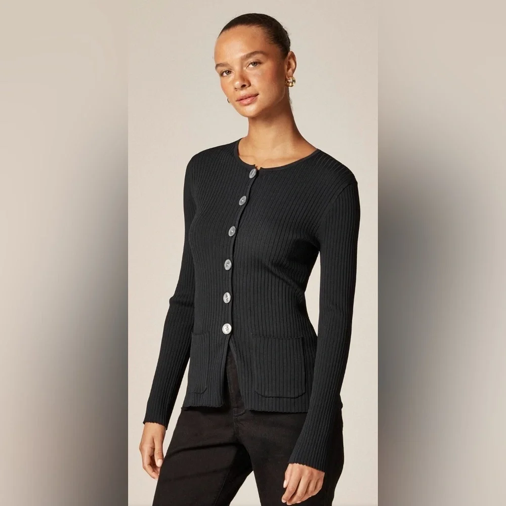 J. Crew super-stretch ribbed cardigan, NWT, black, medium
